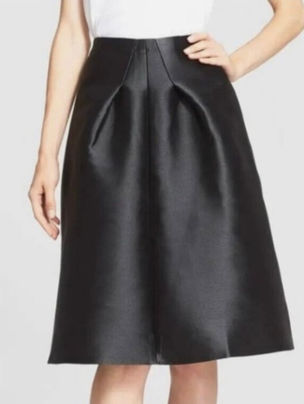 Kate Spade structured black A-line skirt Silk Blend Womens Size 4 Designer Lux